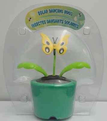 Solar DANCING BUTTERFLY Green Flower Pot TOY Light Powered Dancer ...