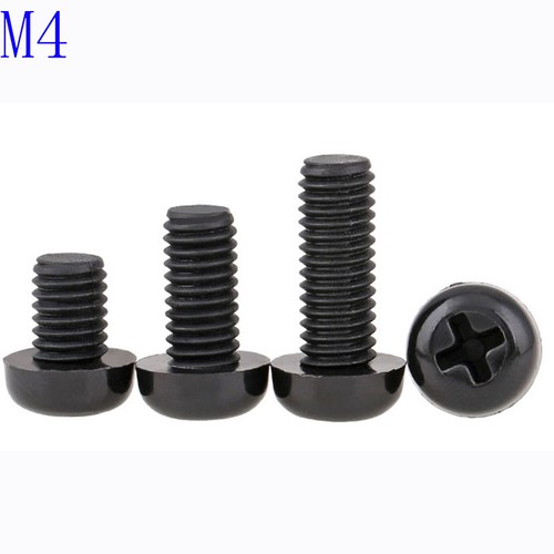 M4 x 0,7 4 mm schwarz Nylon Pan Rundkopf Kreuzschlitzschrauben Kunststoff Maschinenschrauben - Bild 1 von 4