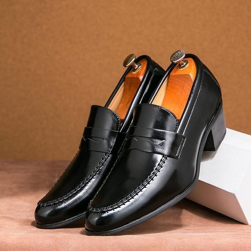 Men's Retro Style High Heel Shoes Business Party Casual Round Toe Hairstylist - Picture 6 of 9