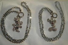 Minni / Micky MAUS Anhänger silbern + silberne KristallKetten*Swarovski*Elemente