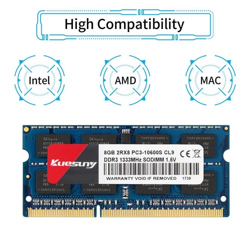 Kuesuny 16Go Kit 2x8Go DDR3 Mémoire RAM 1333MHz PC3-10600S SODIMM Memory Upgr... - Zdjęcie 3 z 7