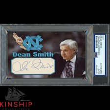 Dean Smith signed Cut 3x5 Custom Card PSA DNA Slab UNC Basketball Auto C4194