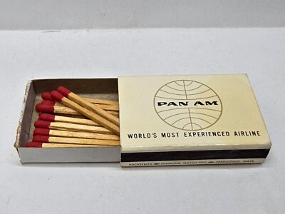 Vintage Matchbook Cover - Pan Am Airlines Matchbox Full of Matches Pocketbox