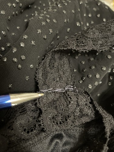 Vintage Betsey Johnson Evening 90s? Black Sequin slip lingerie Dress Lace - Picture 9 of 11