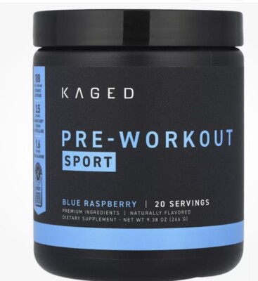 Kaged Pre-Workout, Sport, Blue Raspberry, 9.38 oz (266 g) 20 Servings Exp 7/26