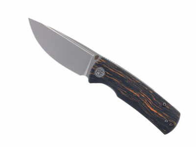 Petrified Fish Mini Beluga Folding Knife Orange Gmascus Handle 14C28N PFP01XODMP