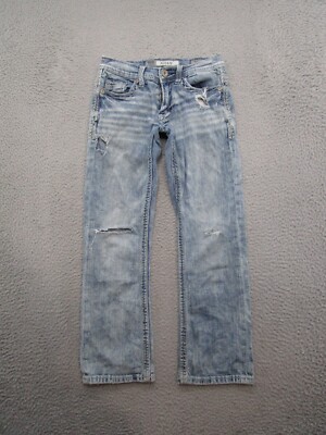 BKE Buckle Aiden Bootleg Distressed Blue Denim Jeans Mens Size 25S (25x26) READ