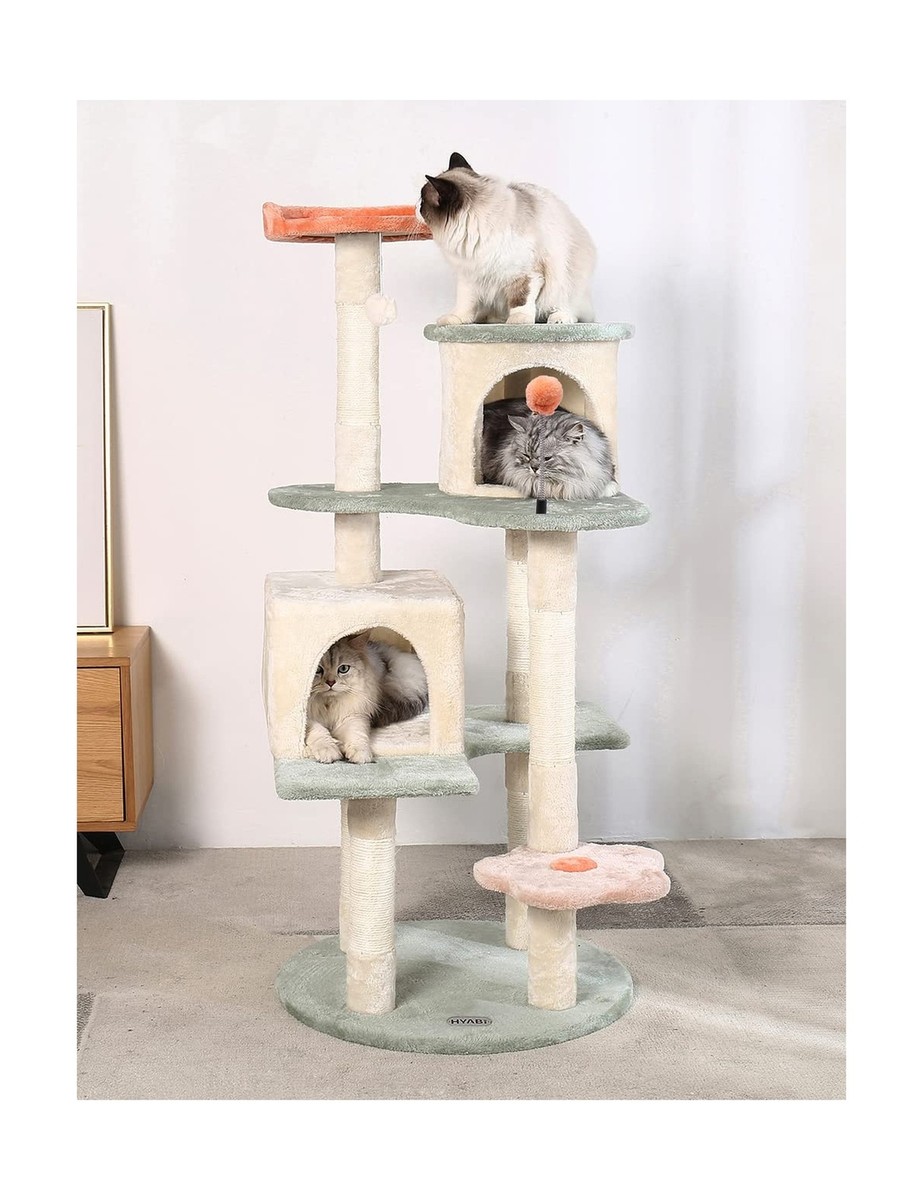 HYABi 53-Inch Flower Cat Tree Cat Apartment Plush Habitat Kitten