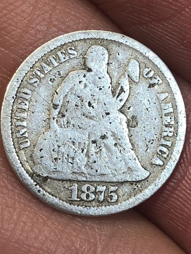 1875 Seated Liberty Dime .900 Silver US Coin - Picture 2 of 5