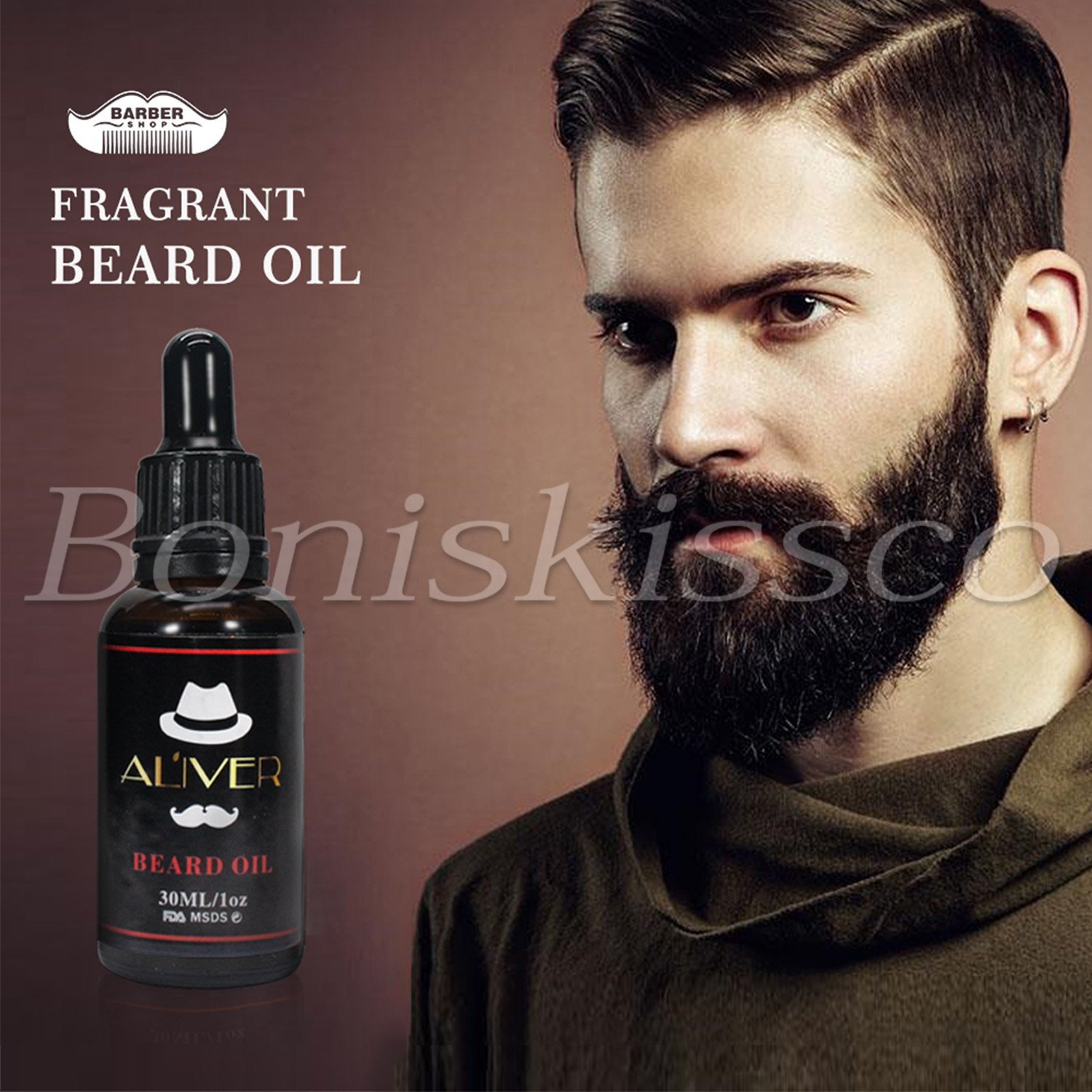 Men's Beard Mustache Care Kit Comb Brush Cream Scissors Father's Day