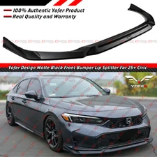 For 2025 Up Honda Civic 11th Gen Yofer Matte Black Front Bumper Lip Splitter Kit