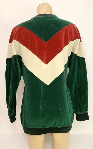 Vintage Gucci Sweatshirt Size 12 Green Red Ivory Long Sleeve Patch Italy VTG - Picture 3 of 12