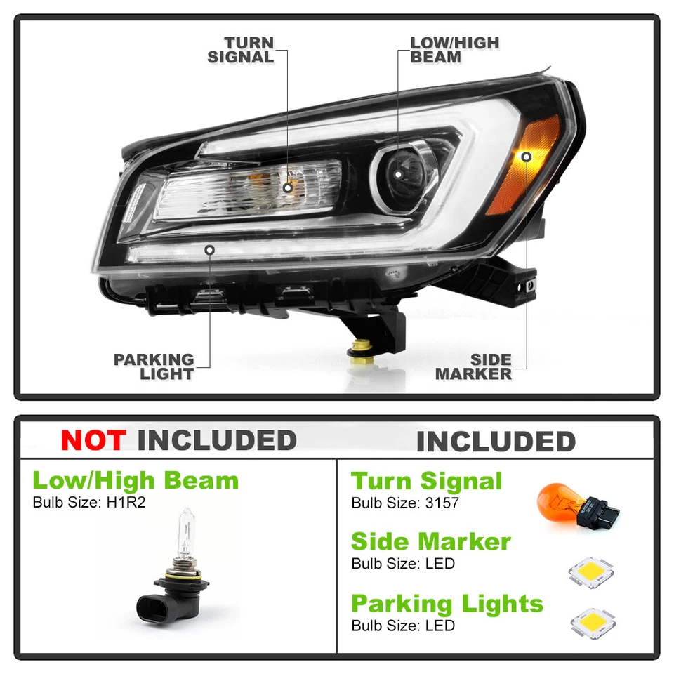 GMC Acadia 2013-2016 tubo halógeno LED proyector faro lado del conductor Foto 4 de 4