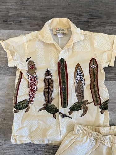Royal Hawaiian Creations 2 Piece Surf Boards And Turtles Shirt Short Set Size 4t - Picture 5 of 6