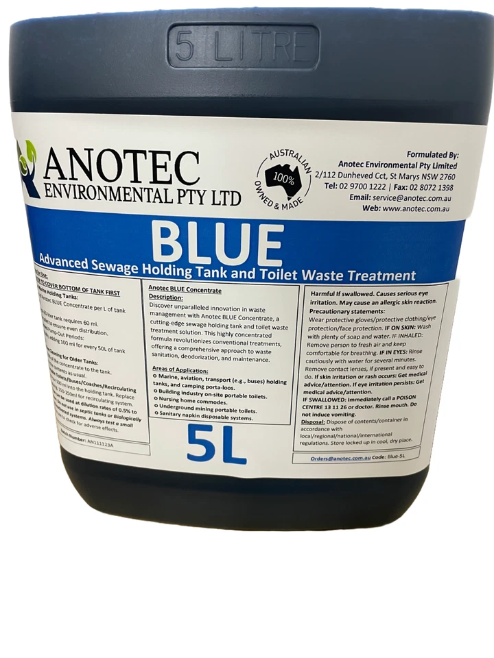 Anotec BLUE - Portaloo Toilet Holding Tank CLEANER/SANITISER 5L [FREE POSTAGE!!]
