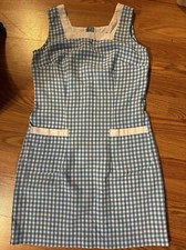 Women's Dorothy Wizard of Oz Halloween Costume Blue White Dress Sz Medium