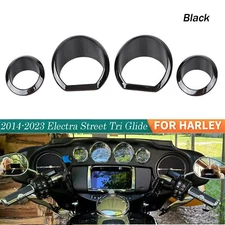 Black Gauge Trim Kit Bezel Ring For Harley Touring Electra Street Glide 14-23