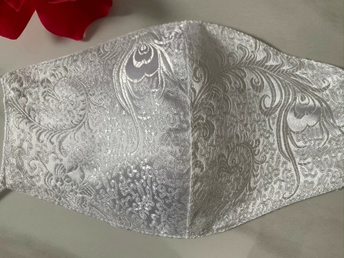 Ivory Satin Face Mask, White Bridal Mask, Wedding Mask, Bridesmaid, Made in USA - Picture 11 of 24