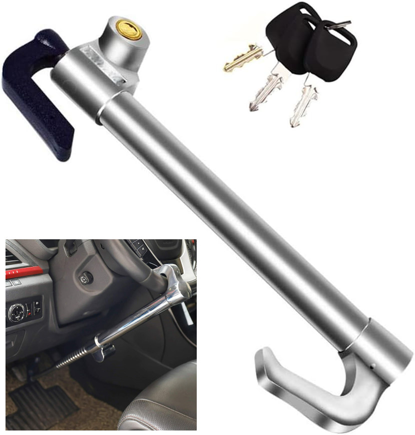 Universal Vehicle Car Steering Wheel Lock Anti-theft Lock Safety Hammer with Key