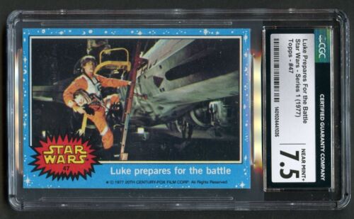 Carta Luke Preparas For the Battle #47 Topps Star Wars 1977 Serie 1 CGC 7,5 - Foto 1 di 2