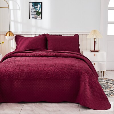 MarCielo 3-Piece 100% Cotton Oversized Bedspread Set Coverlet Set Lightweight