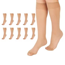 L'eggs Everyday Women's Nylon Knee Highs Reinforced Toe Nude 1 10-pack