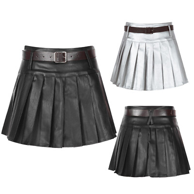 Women Cheer Pleated Belted Skirts Build-in Shorts Reflective