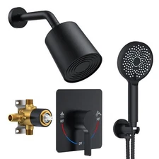 Kojox 5-Inch Rain Shower System with Handheld Mixer Matte Black