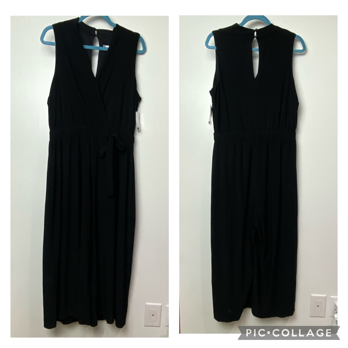 Sandra Darren Women's V Neck Sleeveless Wide Leg Relaxed Jumpsuit Sz Large  New