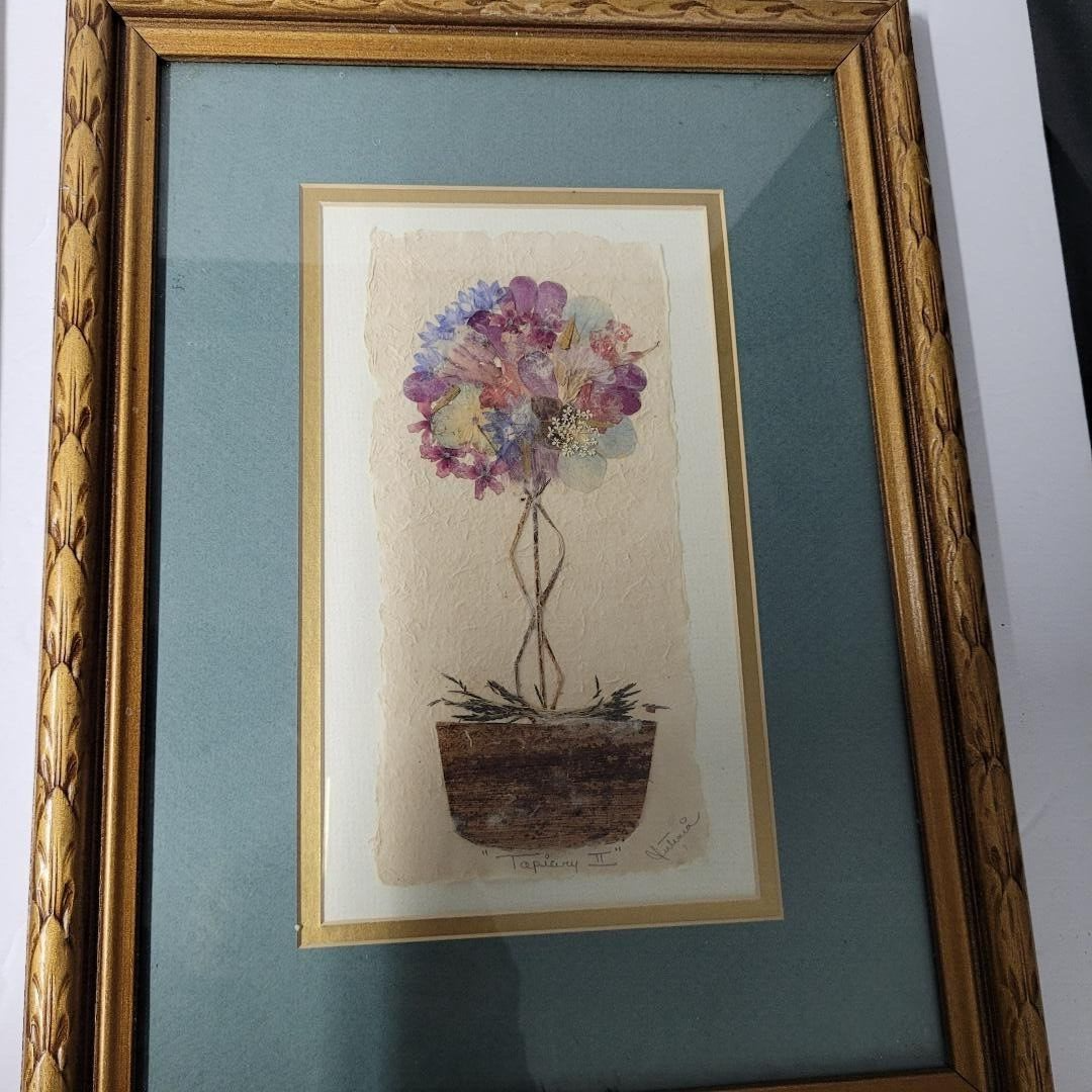 Pressed Flower Framed Wall Art Topiary Design Made With Real Pressed