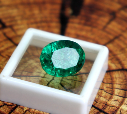 Certified Emerald Green Stone 9CT Oval Cut Loose Emerald Ring Size Pendant Size - Picture 4 of 8