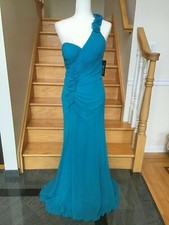 New FAVIANA 6735 Blue Topaz Long Prom Formal PAGEANT DRESS GOWN Size 10 12