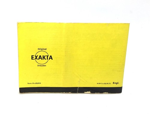 EXAKTA VX 1000 Vintage Camera User Instruction Guide - English Language Edition - Picture 2 of 2