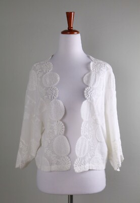 ICHI NWT Embroidered Lace Kimono Cropped Topper Jacket Top Size XS / Small
