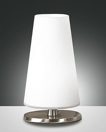 Abat-jour Design Milady Vetro Bianco e Nichel - Luce LED Touch Dimmer