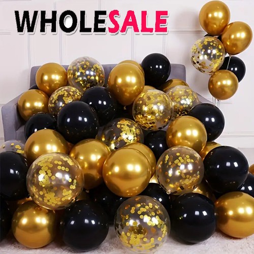 Black And Gold Pack of 20100 10" Latex Balloons Birthday Party