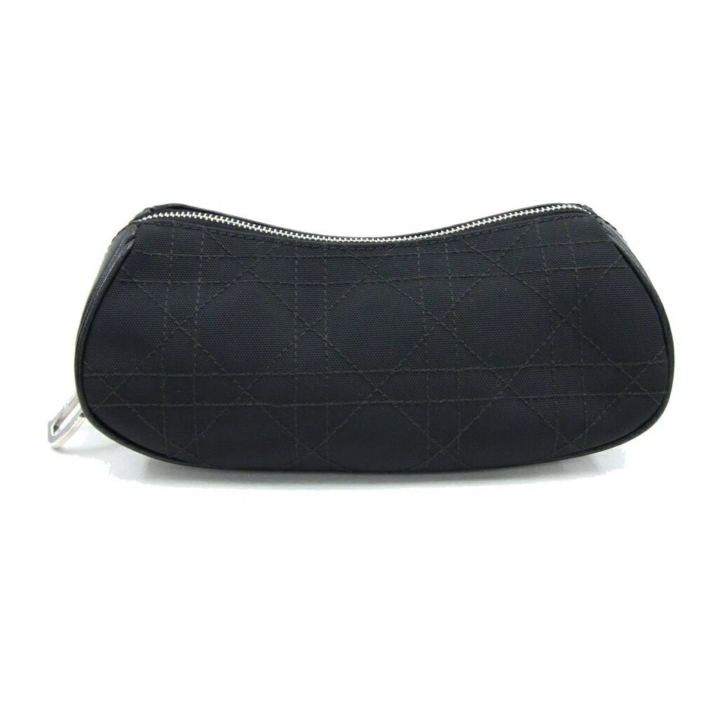 Pochette Dior cannage toile noire cuir occasion trousse maquillage accessoire femme s
