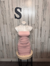 Love X Design Pink Bodycon Mini Dress Small Ruched Spaghetti Strap Club Party Dr