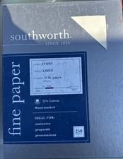 Southworth 25% Cotton Linen Business Paper 32 lbs. 8-1/2 x 11 Ivory 250/Box