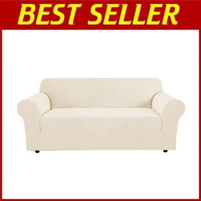 Jacquard Stretch Sofa Cover - Cream, 72''-88'' Wide`