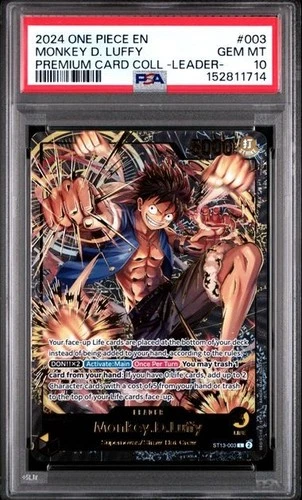 One Piece Monkey D. Luffy Premium Card Collection ST13-003 Leader Foil PSA 10