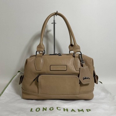 82B115 Excellent Condition Longchamp Handbag Leather Beige