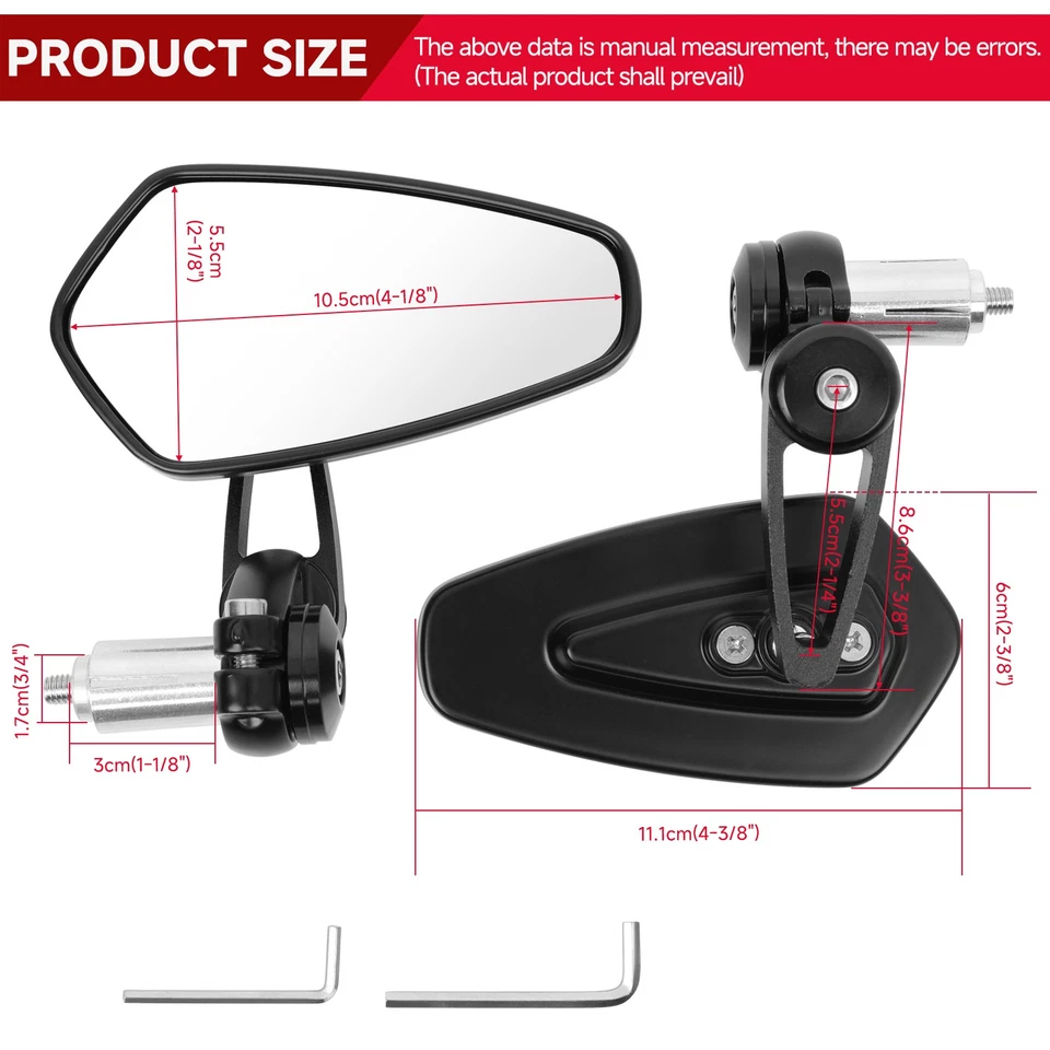 Espejos retrovisores de extremo de barra de motocicleta de 7/8" negros para Yamaha Vmax 1200 VMX1200 1700 600 500 Foto 3 de 4