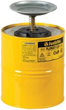 Justrite 1 Gallon Yellow Safety Plunger Can For Flammable Liquids 10.5 Inch