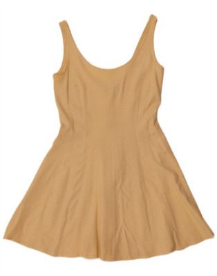 Vintage Damen ärmelloses Mini A-Linie Kleid UK 4 XS cremeweiß CO22