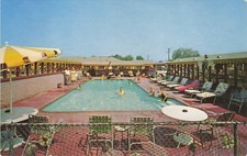 Sunny Cal Motel San Gabriel CA Swimming Pool Vintage Chrome Postcard