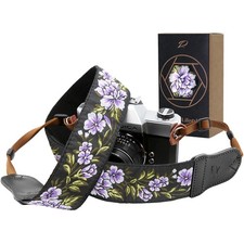 Camera Strap 2" Ultra-Wide Cotton Double Layer Cowhide Ends - Adjustable Neck