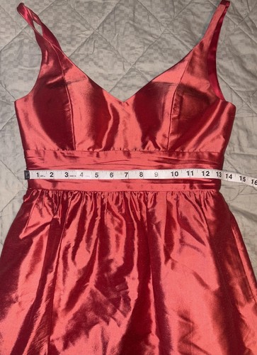 Jenny Yoo Collection Silk Dress Crimson Formal Taffeta Fit Flare Wedding Sz 2 - Picture 13 of 17