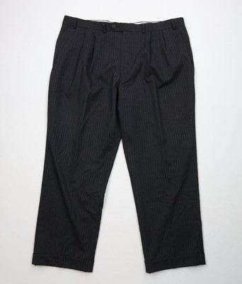 Vtg 90s Streetwear Mens 40x29 Distressed Wool Knit Striped Wide Leg Chino Pants
