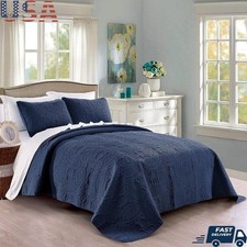 Reversible Microfiber Quilt Set Lightweight Bedspread Coverlet All Seasons New